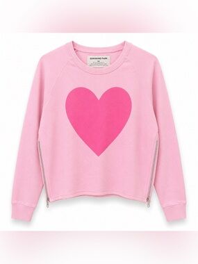 SUNSHINE PARK Pink Heart Sweatshirt Zip Detail Soft Stretch Top